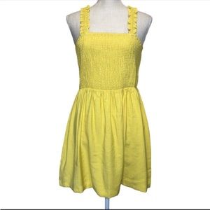 6/$20 💙 NSR Julia Sleeveless Smocked Ruffle Minidress In Yellow Size M